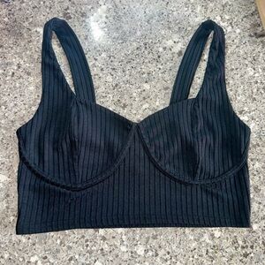 New Day l Black Bodycon Ribbed Crop Top l Size US 8